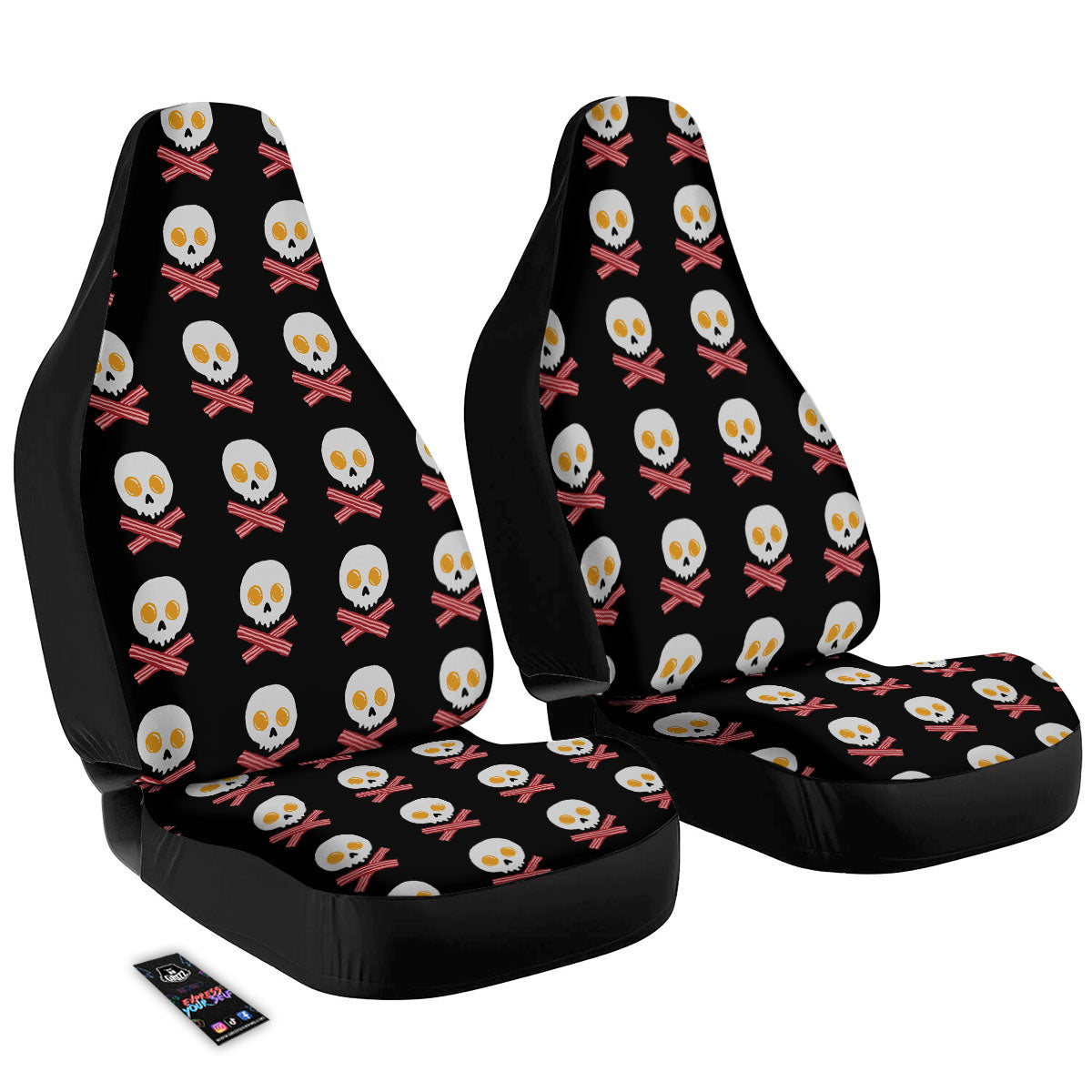 Bacon And Skull Fried Egg Print Pattern Car Seat Covers-grizzshop