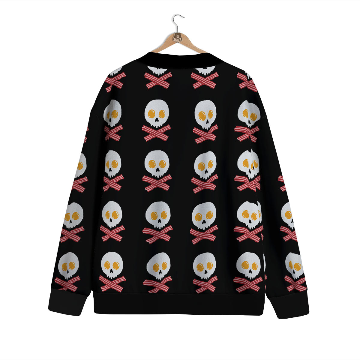Bacon And Skull Fried Egg Print Pattern Cardigan-grizzshop