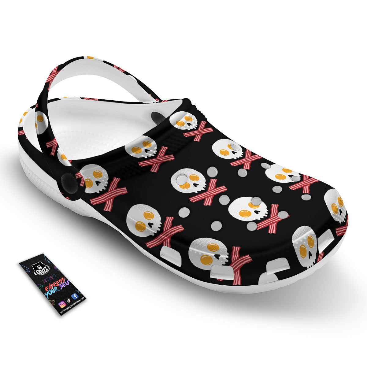 Bacon And Skull Fried Egg Print Pattern Clog-grizzshop