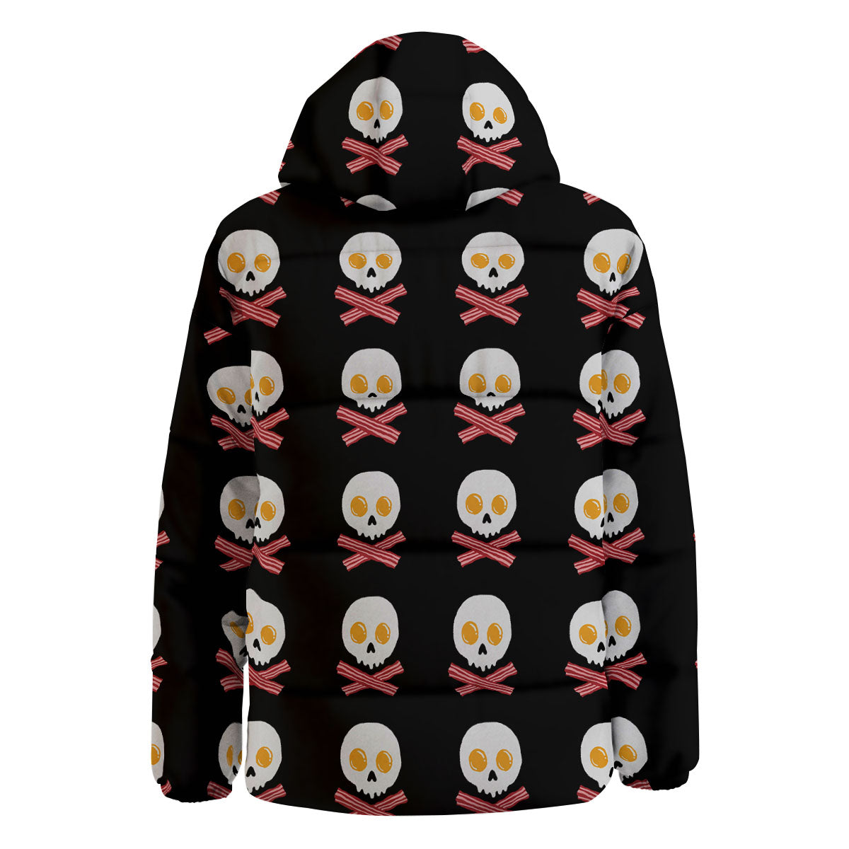 Bacon And Skull Fried Egg Print Pattern Down Jacket-grizzshop