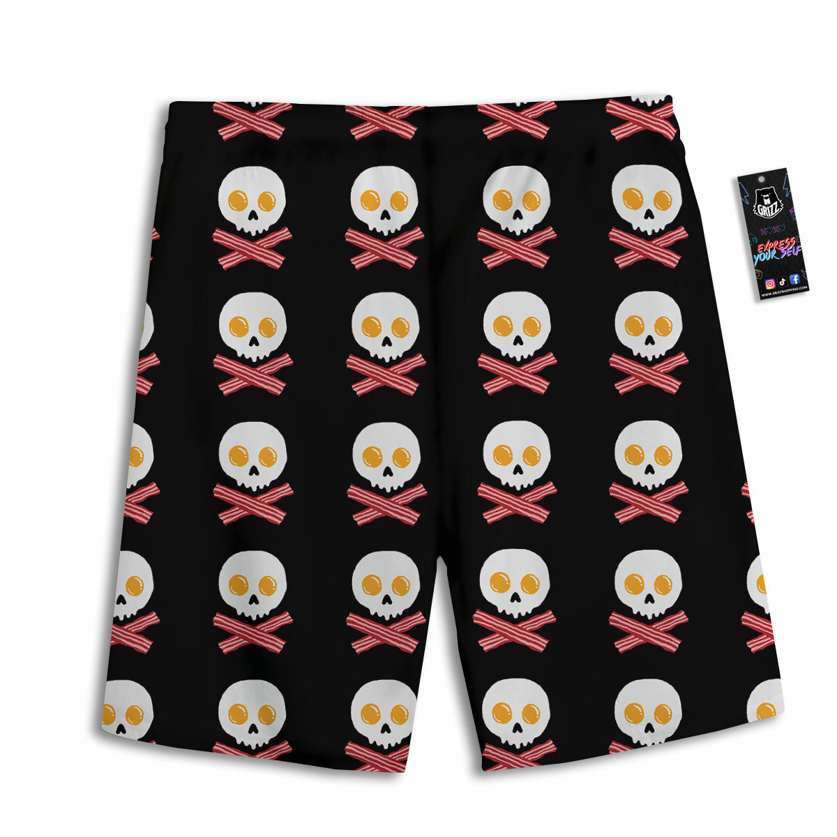 Bacon And Skull Fried Egg Print Pattern Men's Athletic Shorts