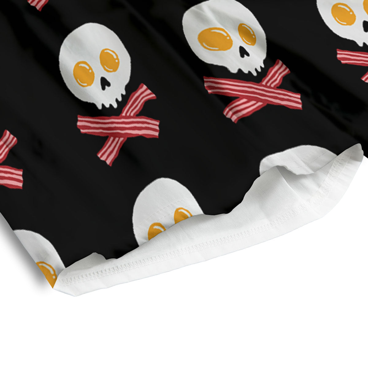 Bacon And Skull Fried Egg Print Pattern Men's Athletic Shorts