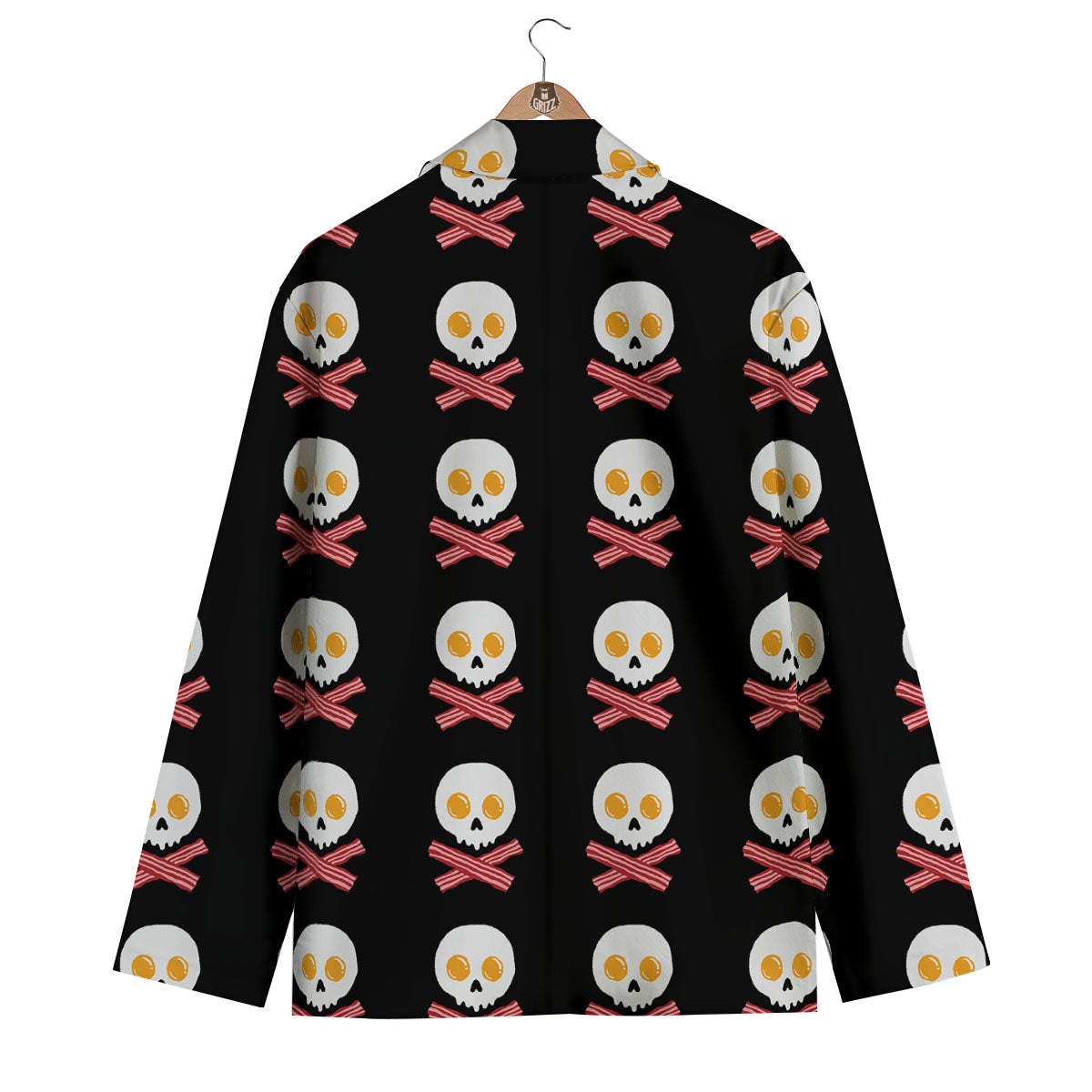 Bacon And Skull Fried Egg Print Pattern Men's Blazer-grizzshop