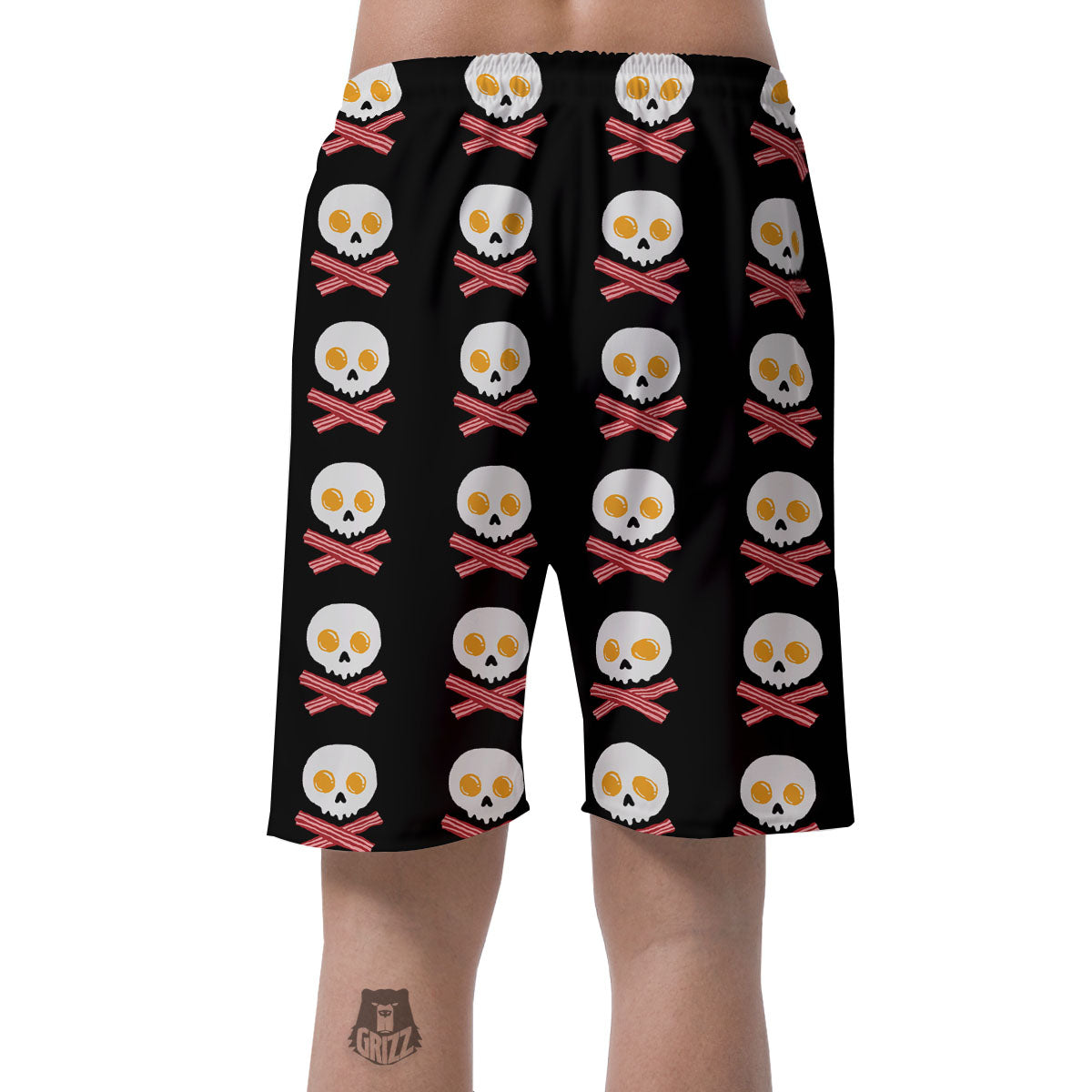 Bacon And Skull Fried Egg Print Pattern Men's Shorts-grizzshop