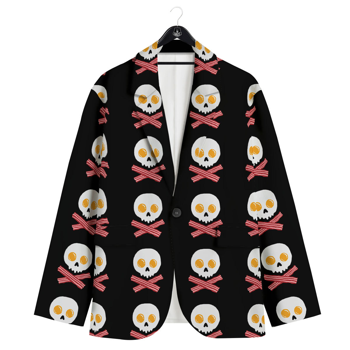 Bacon And Skull Fried Egg Print Pattern Men's Sport Coat-grizzshop