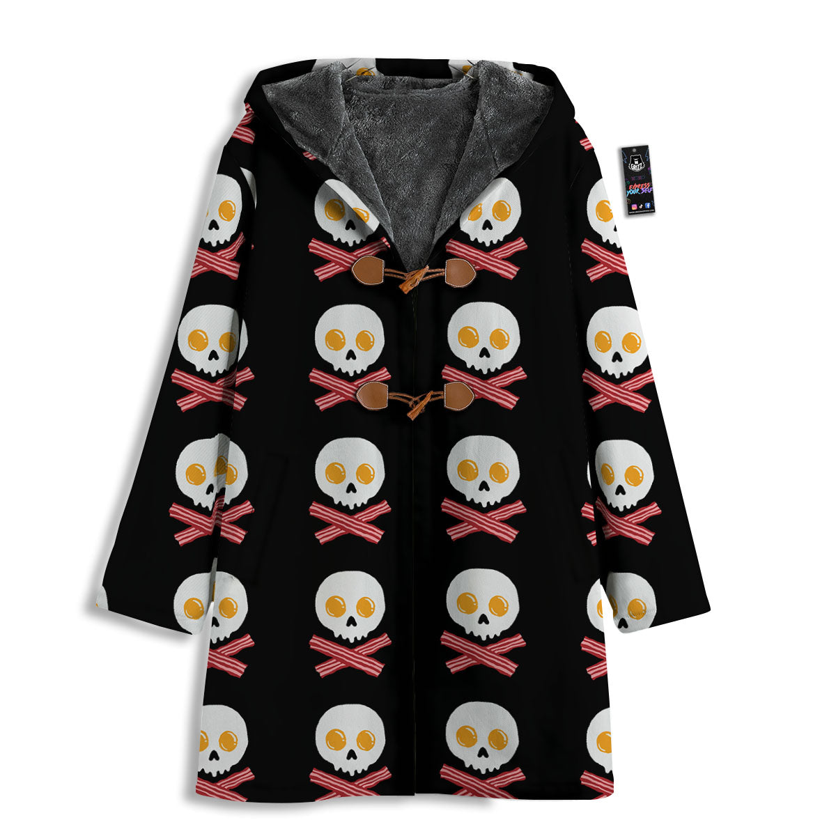 Bacon And Skull Fried Egg Print Pattern Men's Windbreaker Jacket-grizzshop