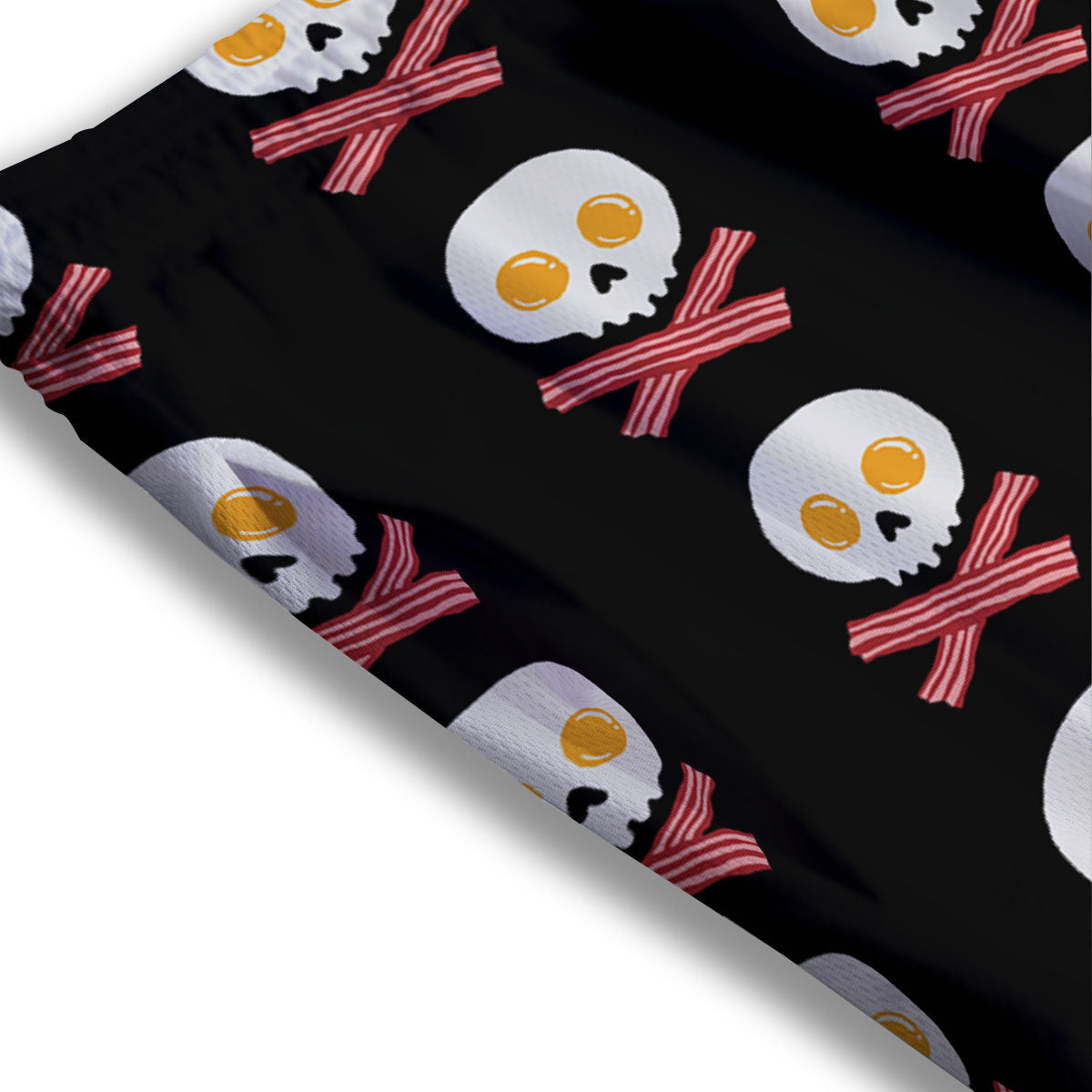 Bacon And Skull Fried Egg Print Pattern Mesh Shorts