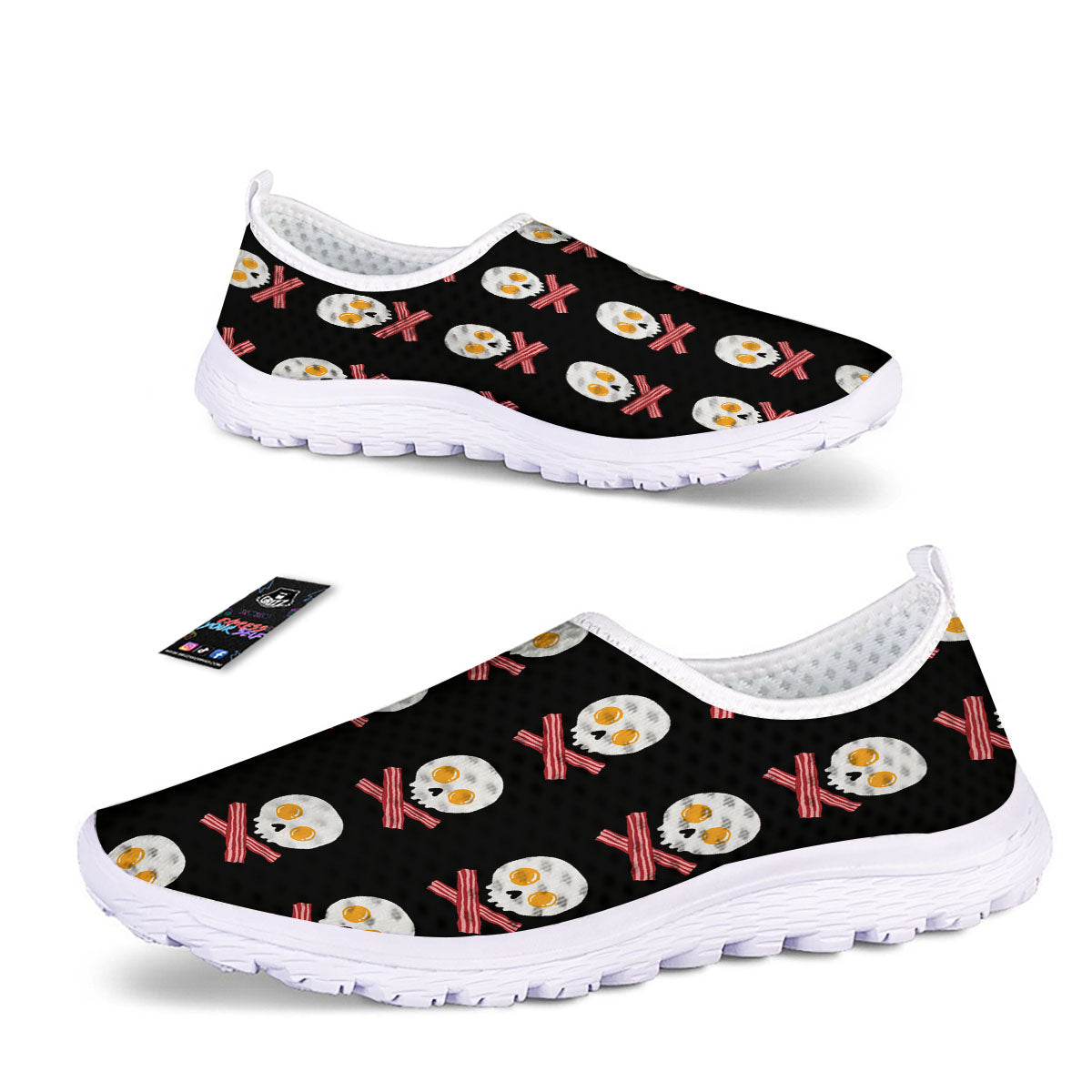 Bacon And Skull Fried Egg Print Pattern Nurse Shoes-grizzshop