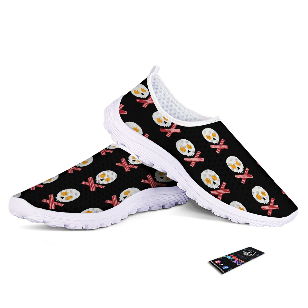 Bacon And Skull Fried Egg Print Pattern Nurse Shoes-grizzshop