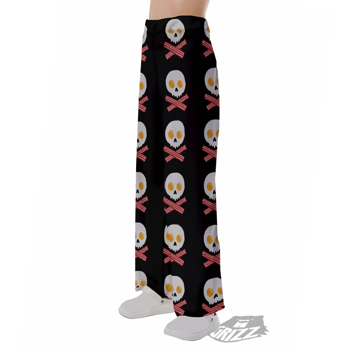 Bacon And Skull Fried Egg Print Pattern Pajama Pants-grizzshop