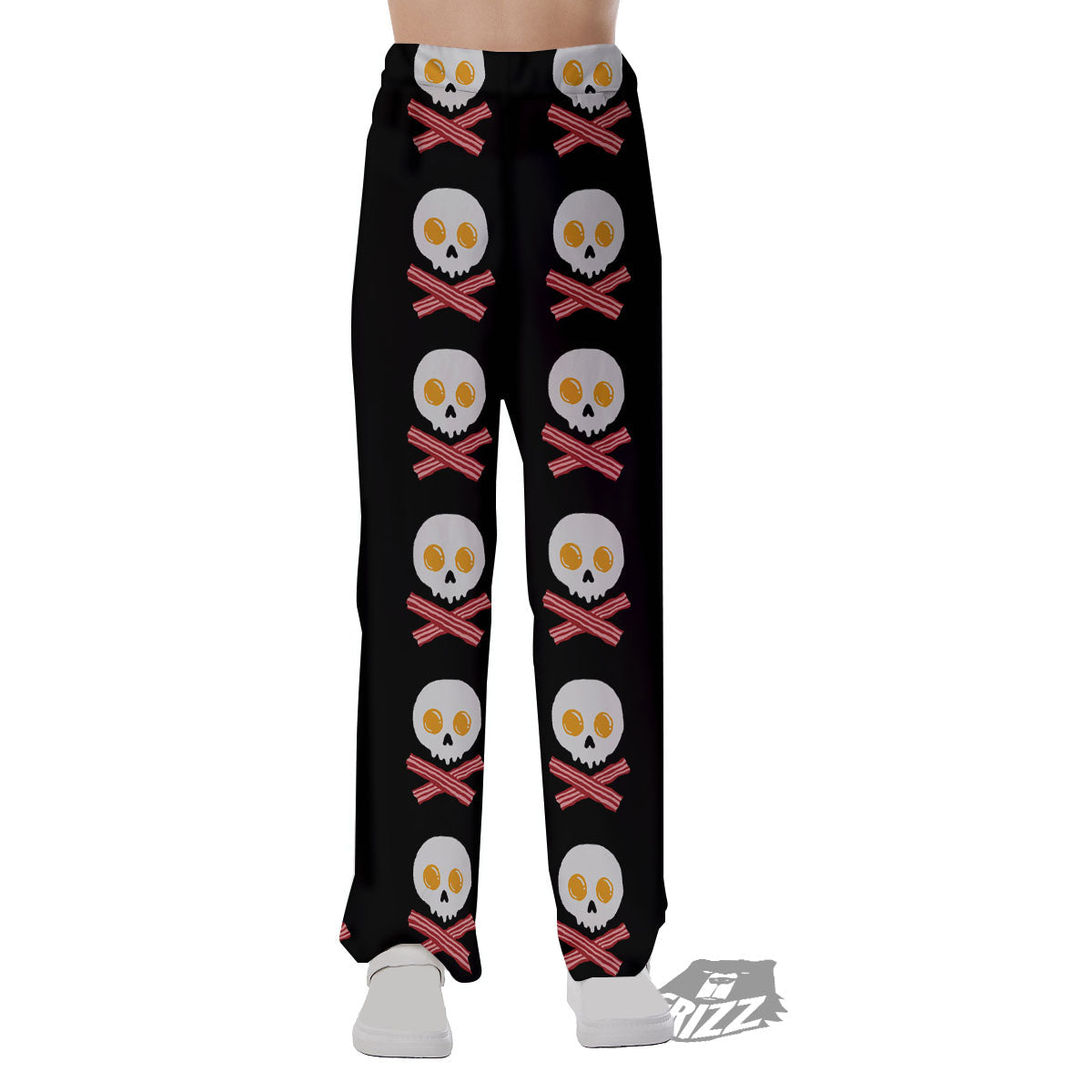 Bacon And Skull Fried Egg Print Pattern Pajama Pants-grizzshop