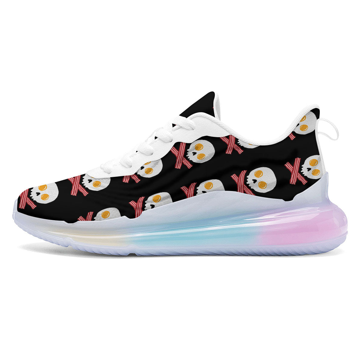 Bacon And Skull Fried Egg Print Pattern Running Sneakers-grizzshop