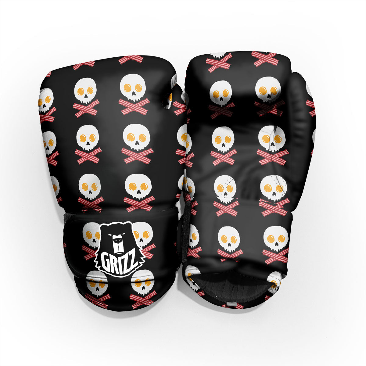 Bacon And Skull Fried Egg Print Pattern Pro Boxing Glove