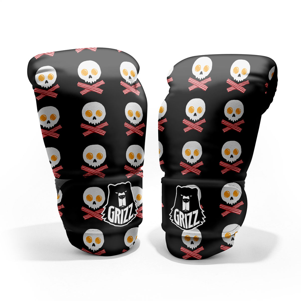 Bacon And Skull Fried Egg Print Pattern Pro Boxing Glove