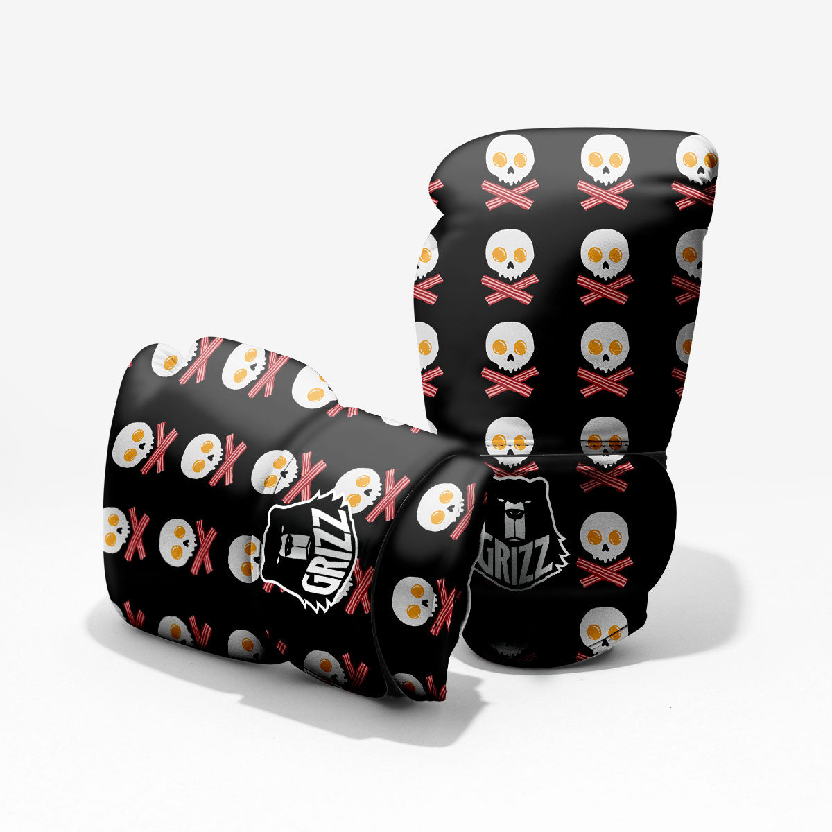 Bacon And Skull Fried Egg Print Pattern Pro Boxing Glove