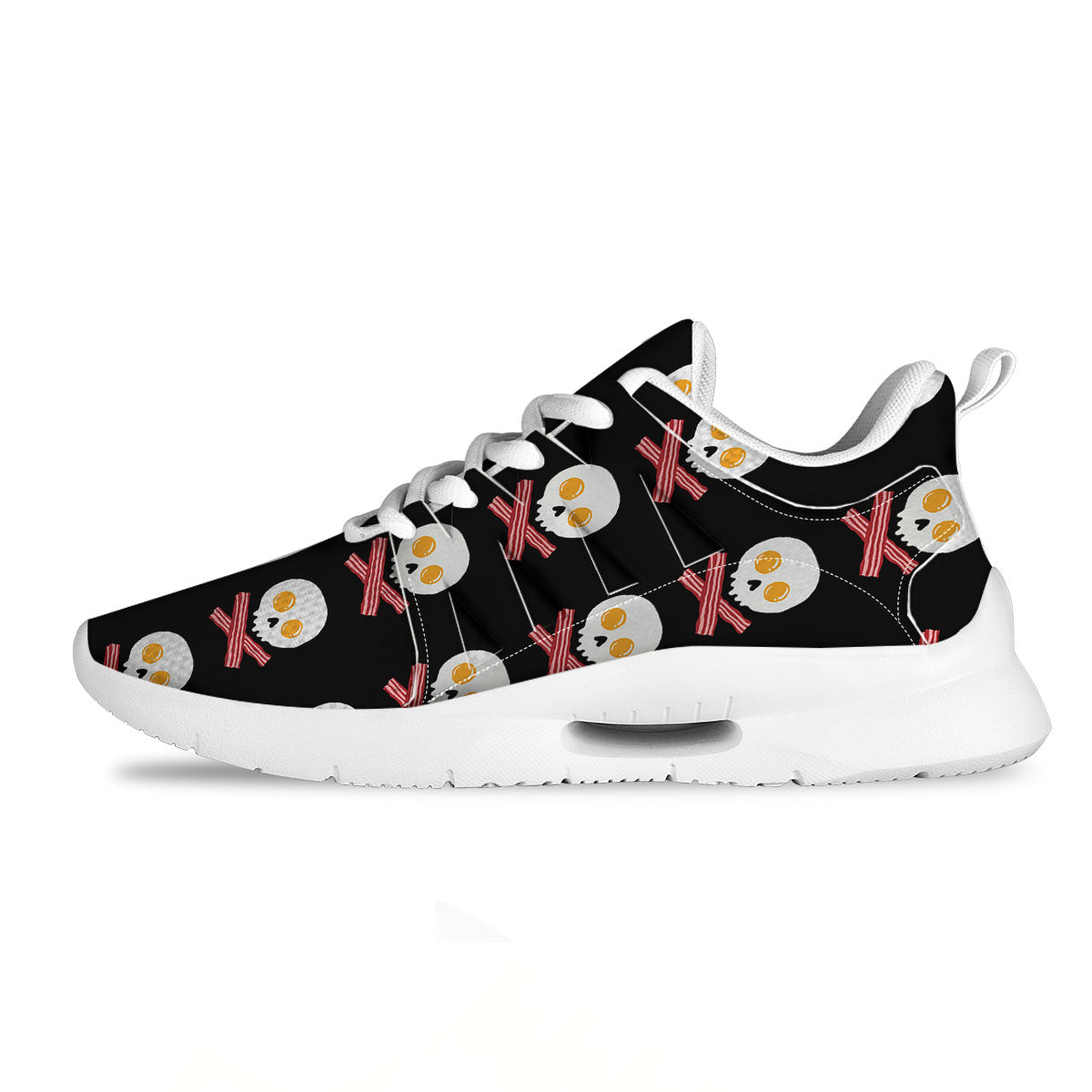 Bacon And Skull Fried Egg Print Pattern Tennis Shoes-grizzshop