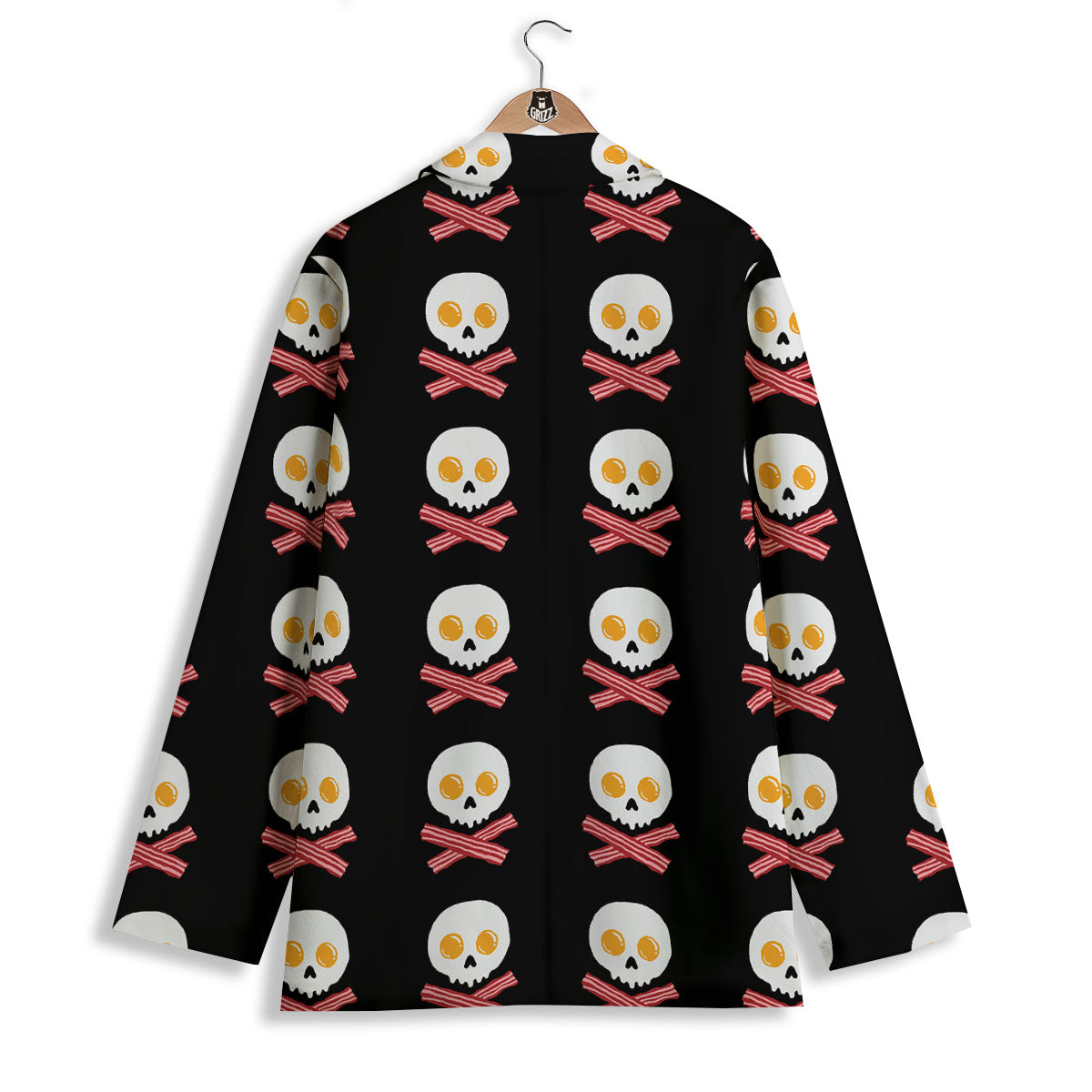 Bacon And Skull Fried Egg Print Pattern Women's Blazer-grizzshop