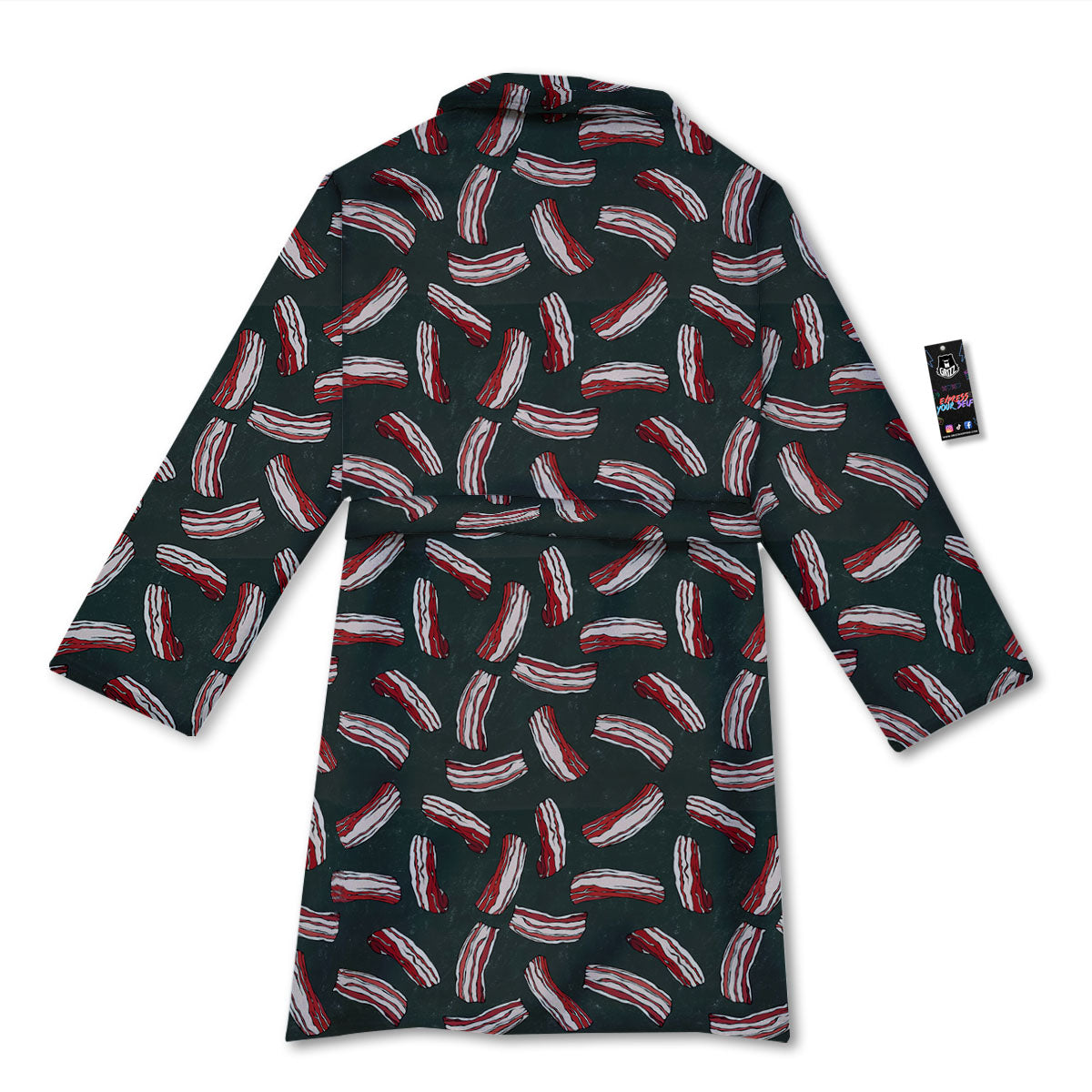 Bacon Black Print Pattern Bathrobe-grizzshop