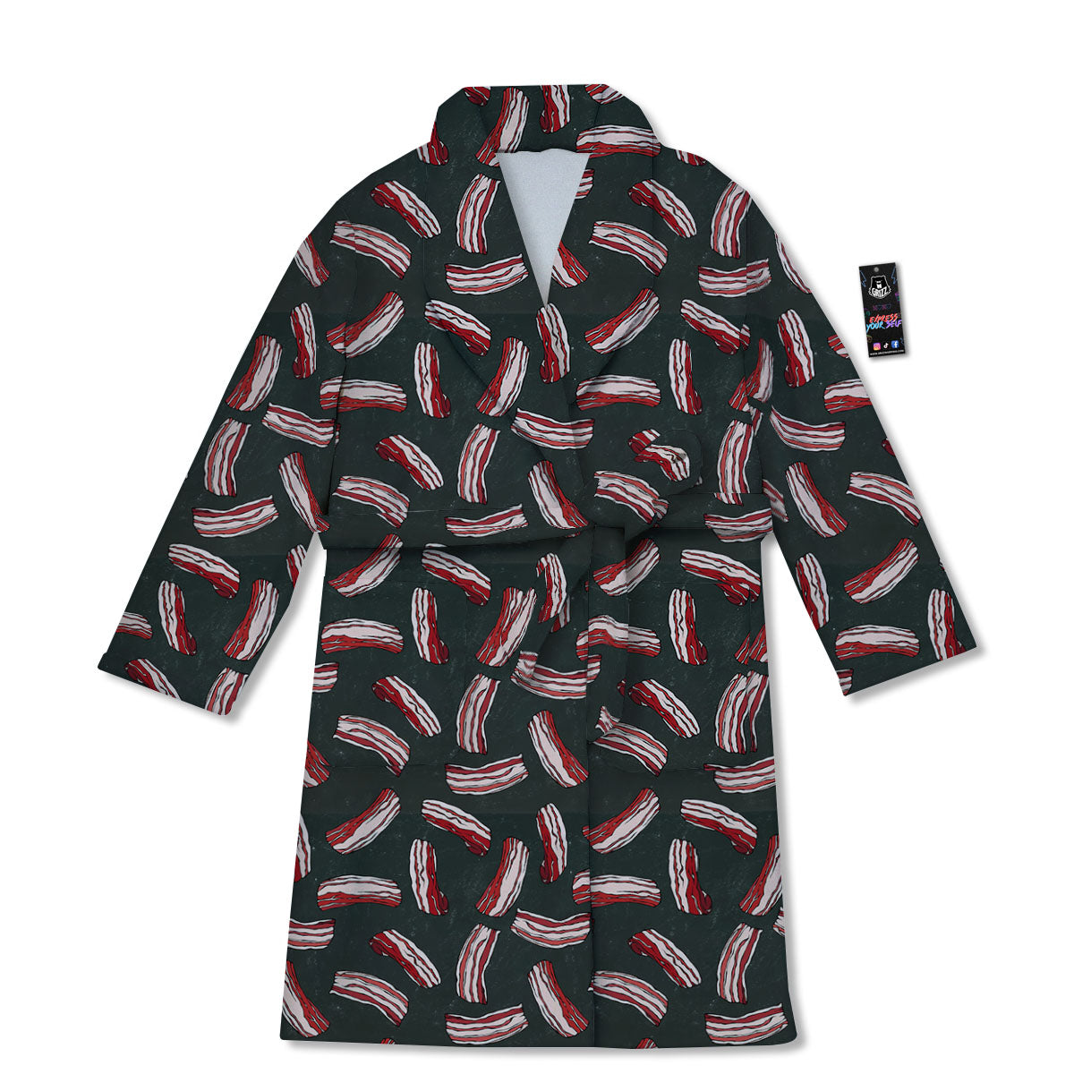 Bacon Black Print Pattern Bathrobe-grizzshop