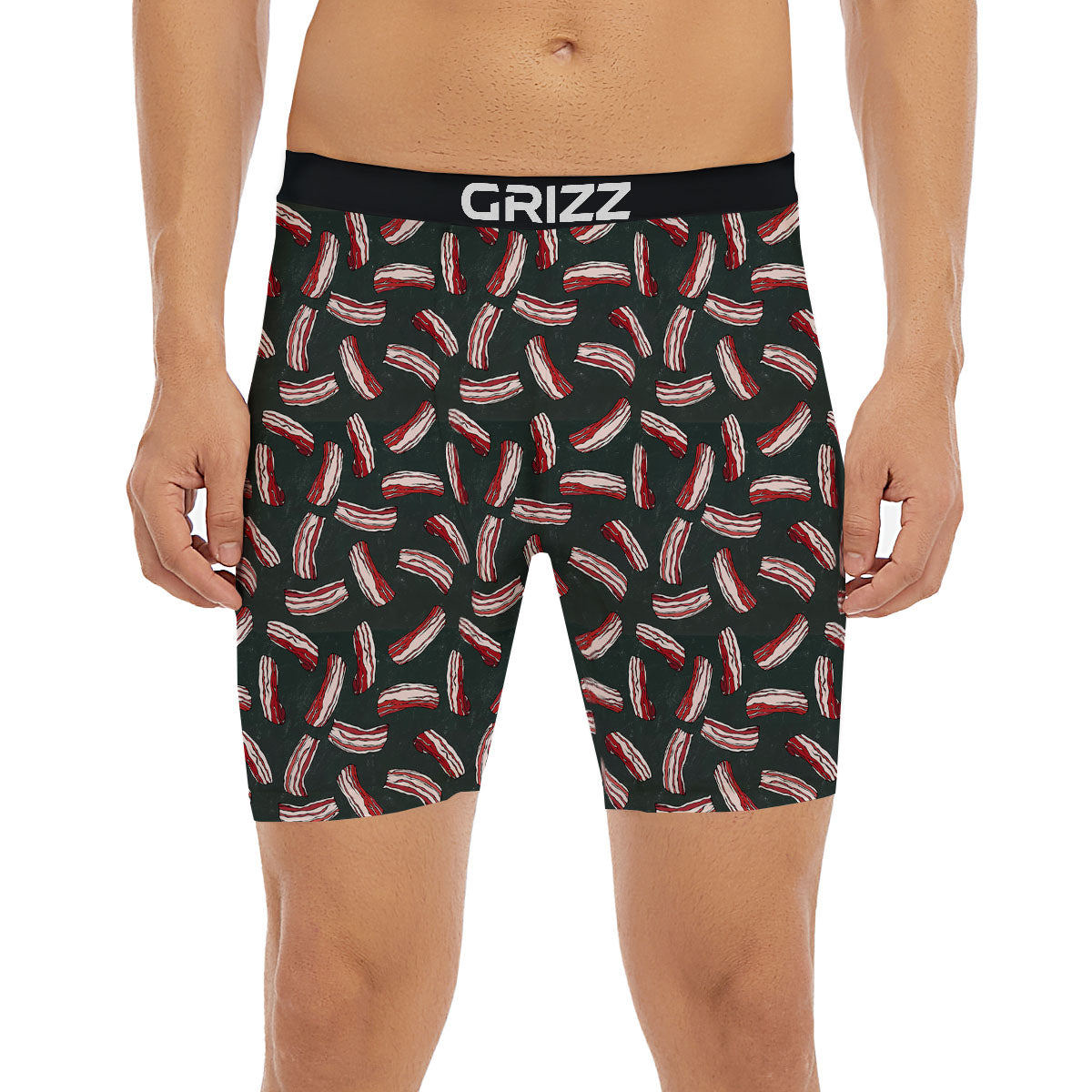 Bacon Black Print Pattern Boxer Briefs-grizzshop