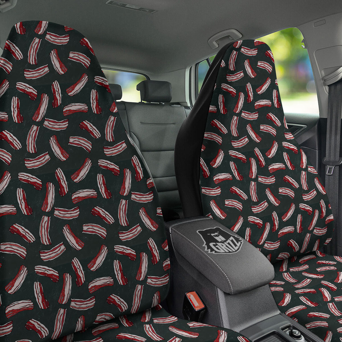 Bacon Black Print Pattern Car Seat Covers-grizzshop
