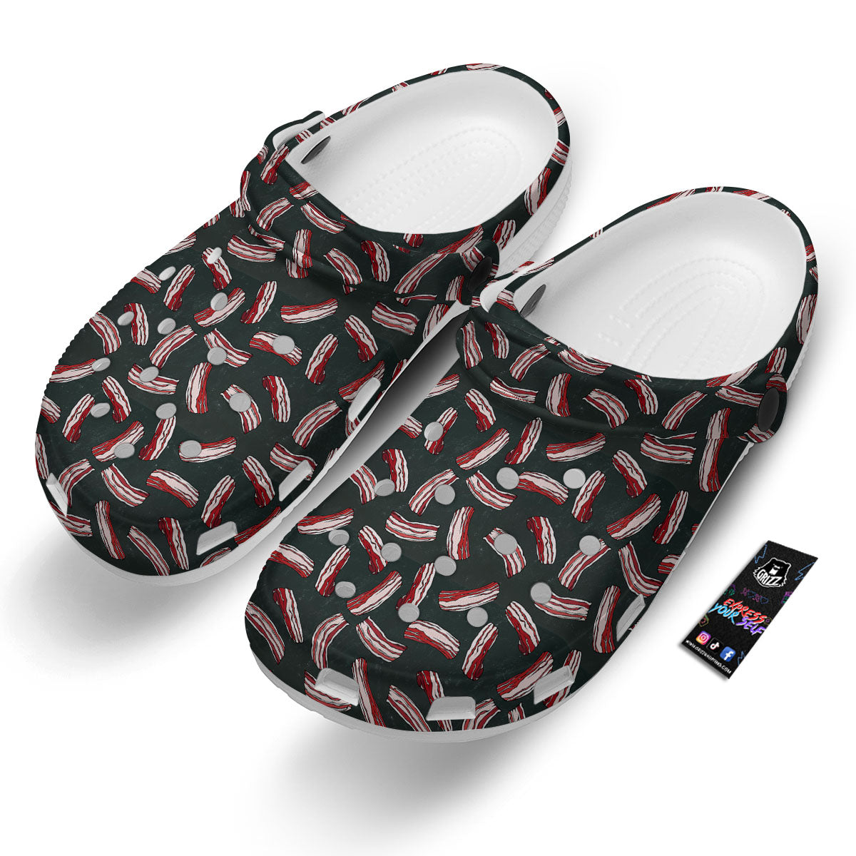 Bacon Black Print Pattern Clog-grizzshop