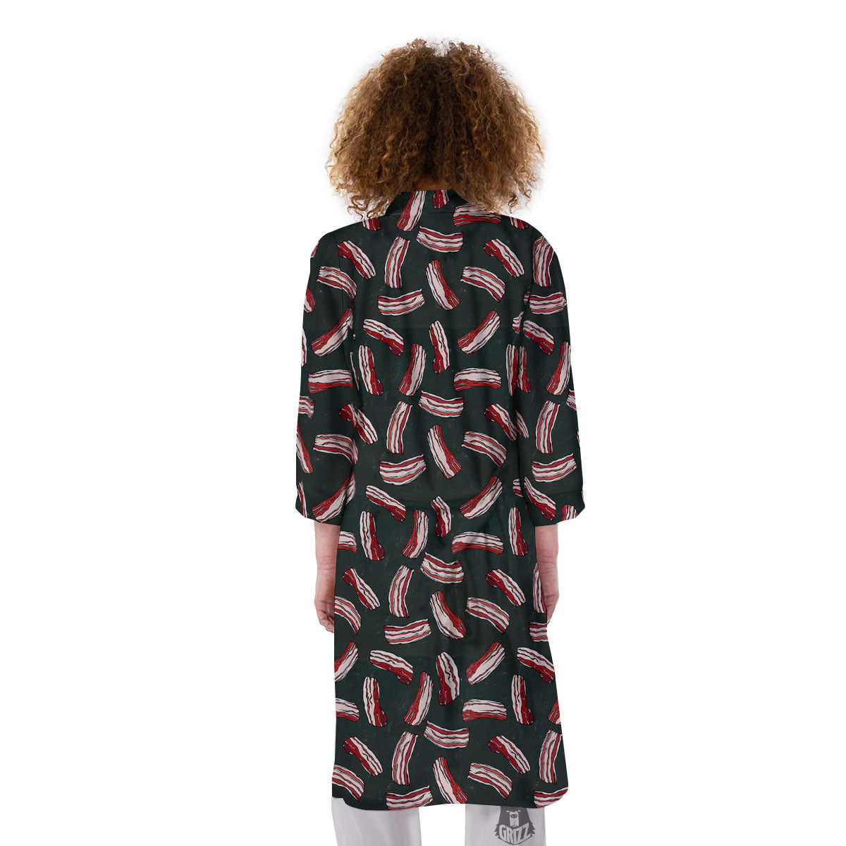 Bacon Black Print Pattern Kimono-grizzshop