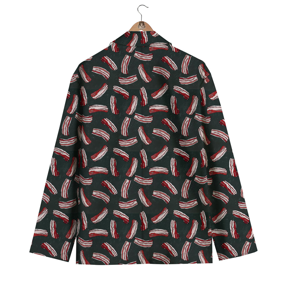 Bacon Black Print Pattern Men's Blazer-grizzshop