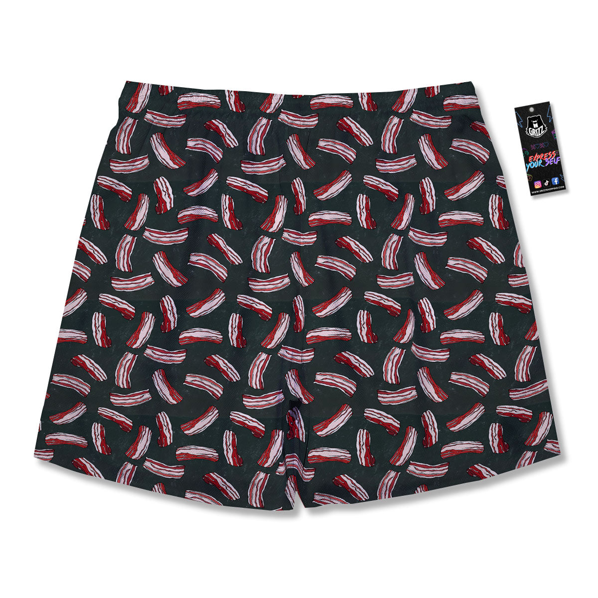 Bacon Black Print Pattern Men's Running Shorts-grizzshop