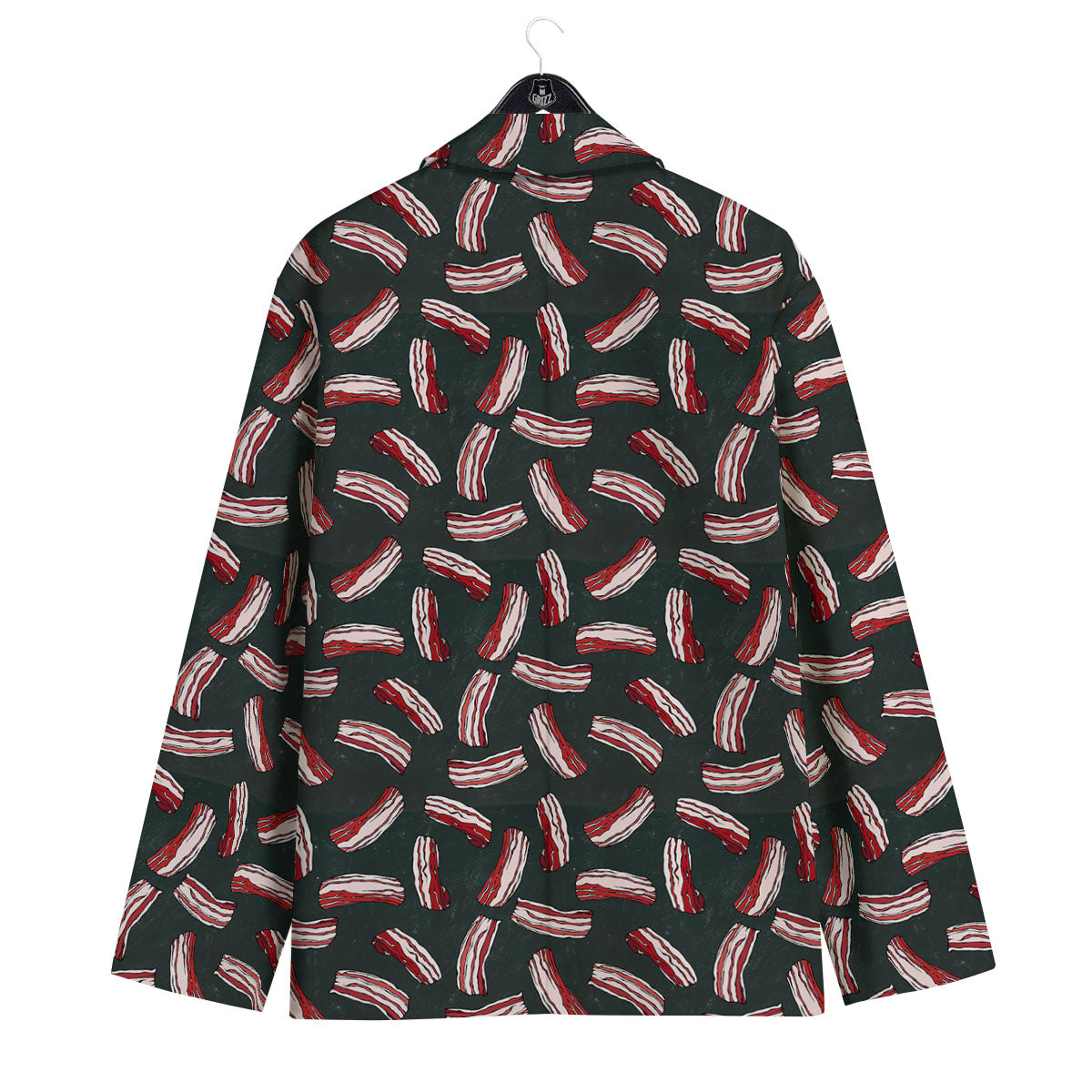 Bacon Black Print Pattern Men's Sport Coat-grizzshop