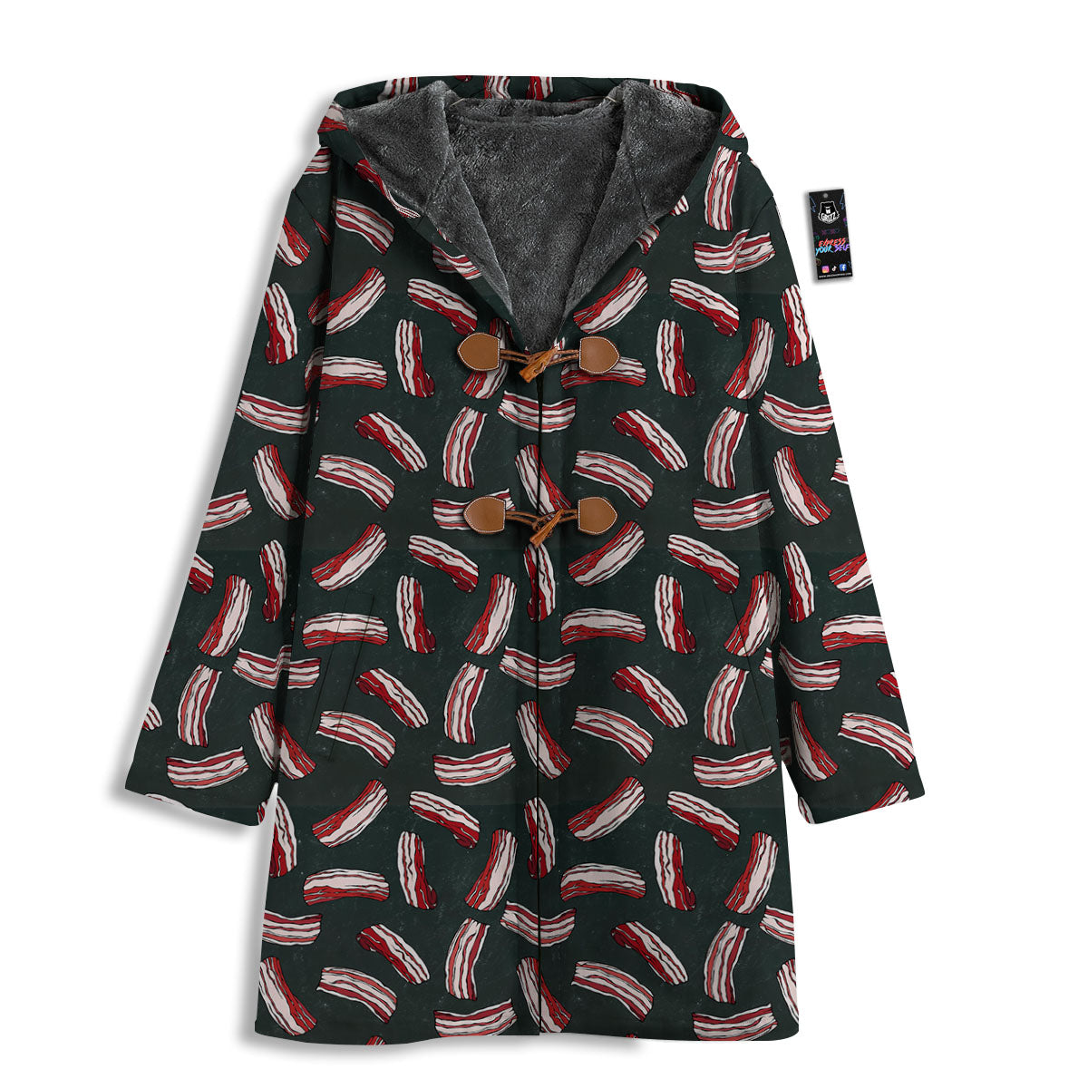 Bacon Black Print Pattern Men's Windbreaker Jacket-grizzshop