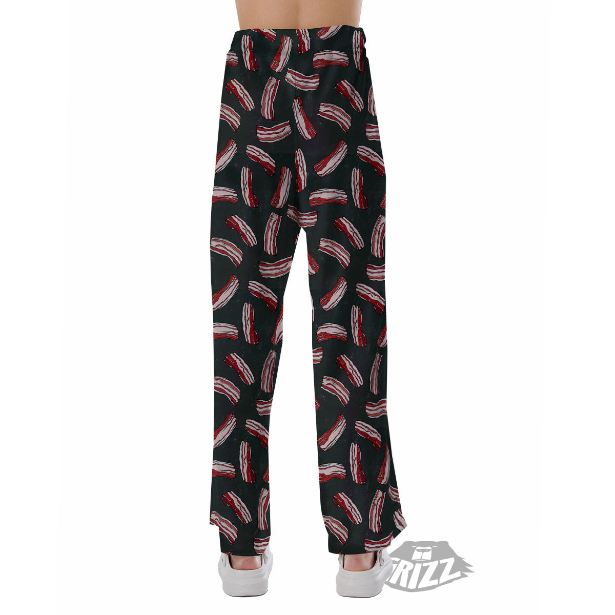 Bacon Black Print Pattern Pajama Pants-grizzshop