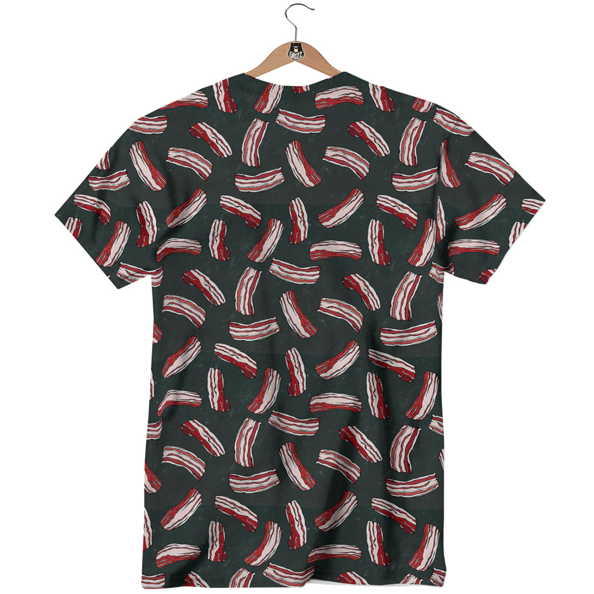 Bacon Black Print Pattern T-Shirt-grizzshop