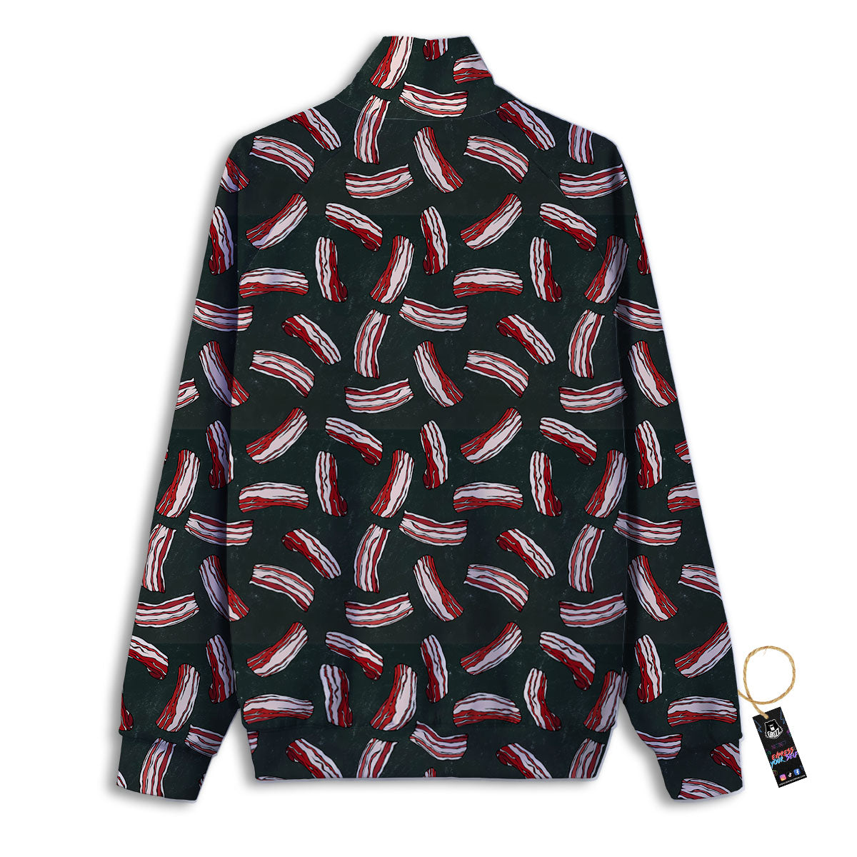 Bacon Black Print Pattern Track Jacket-grizzshop