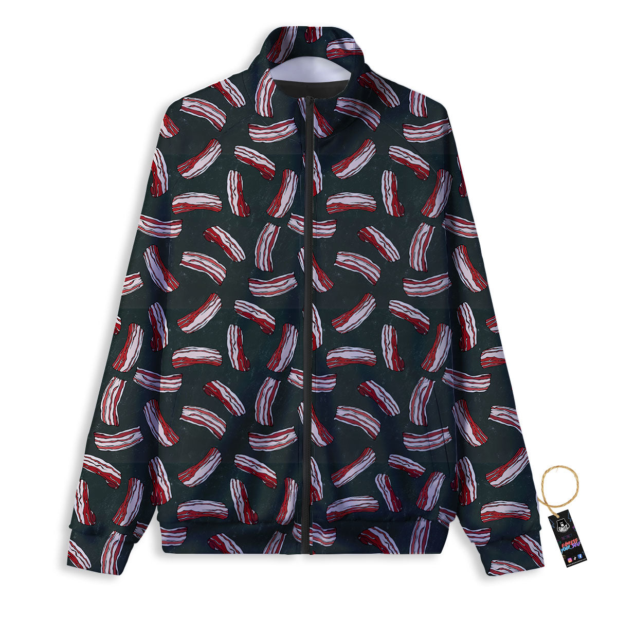 Bacon Black Print Pattern Track Jacket-grizzshop