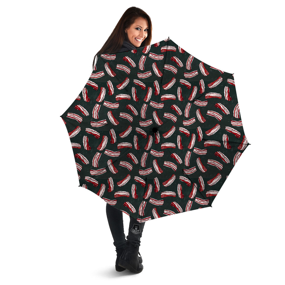 Bacon Black Print Pattern Umbrella-grizzshop