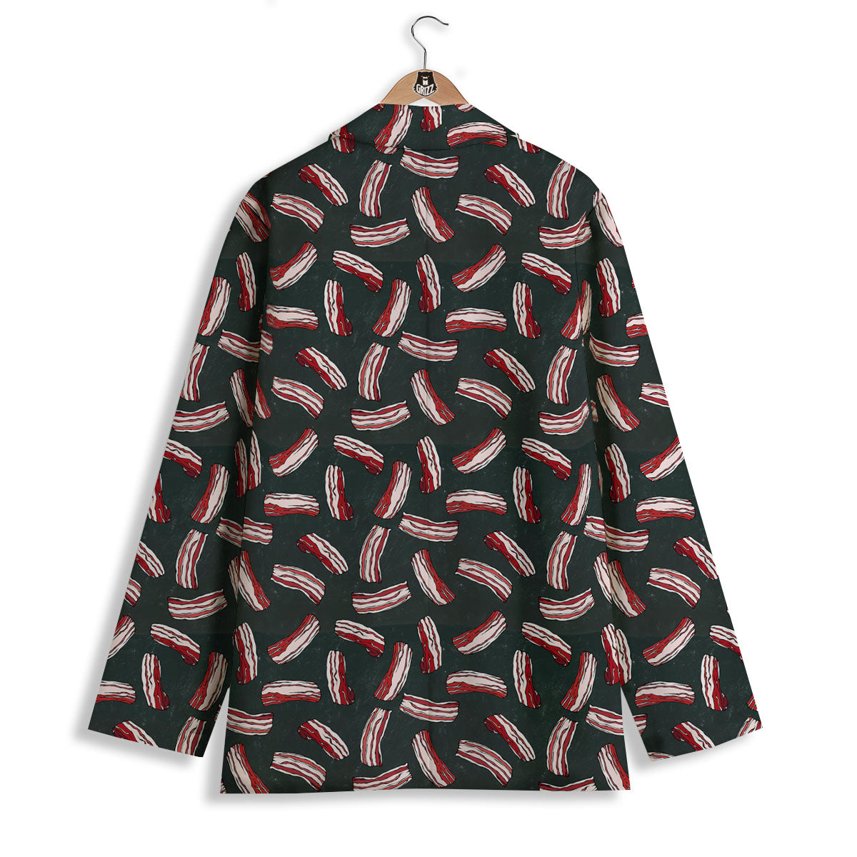 Bacon Black Print Pattern Women's Blazer-grizzshop