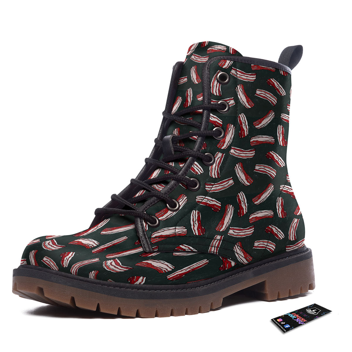 Bacon Black Print Pattern Work Boots-grizzshop