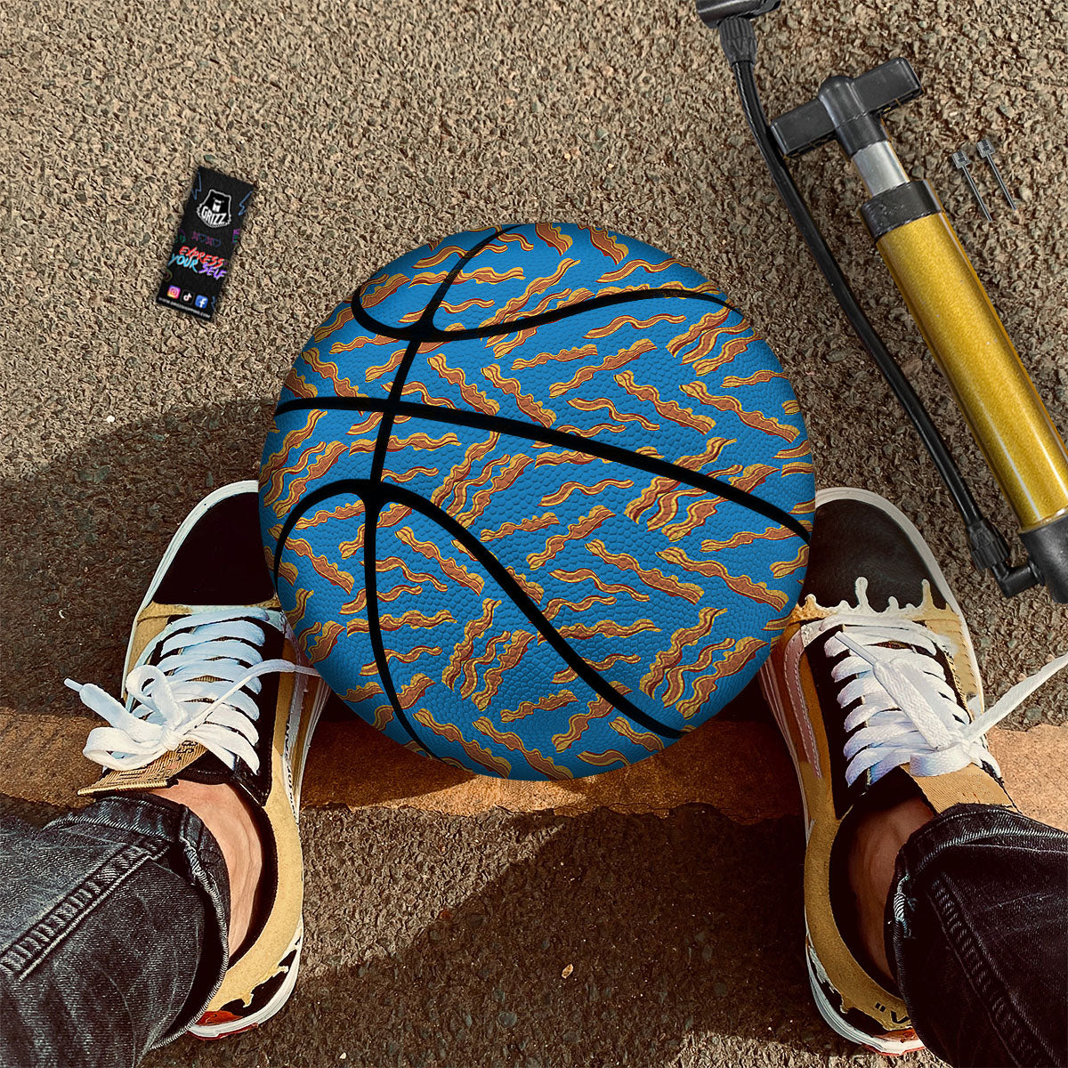 Bacon Blue Crispy Print Pattern Basketball-grizzshop