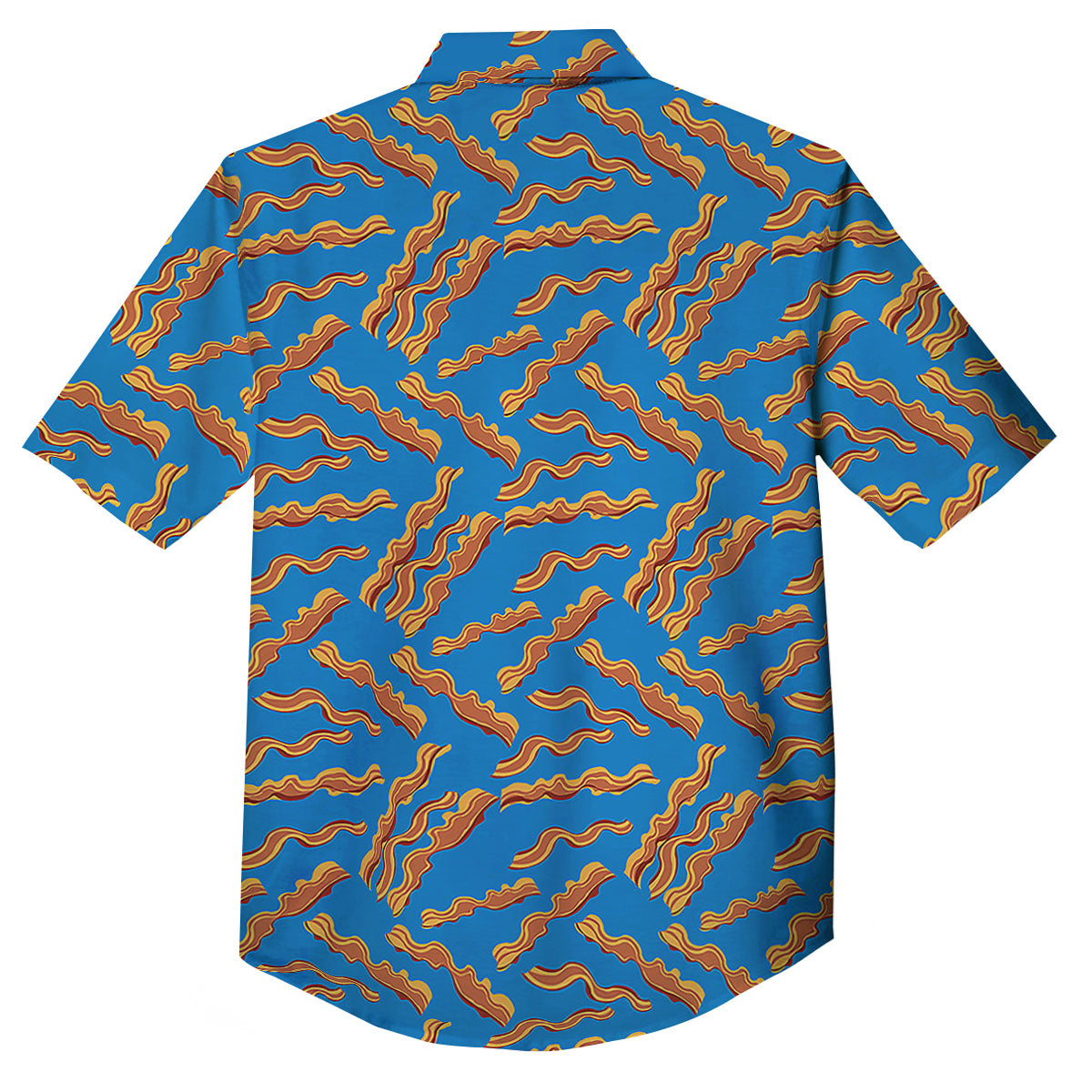 Bacon Blue Crispy Print Pattern Button Up Shirt-grizzshop