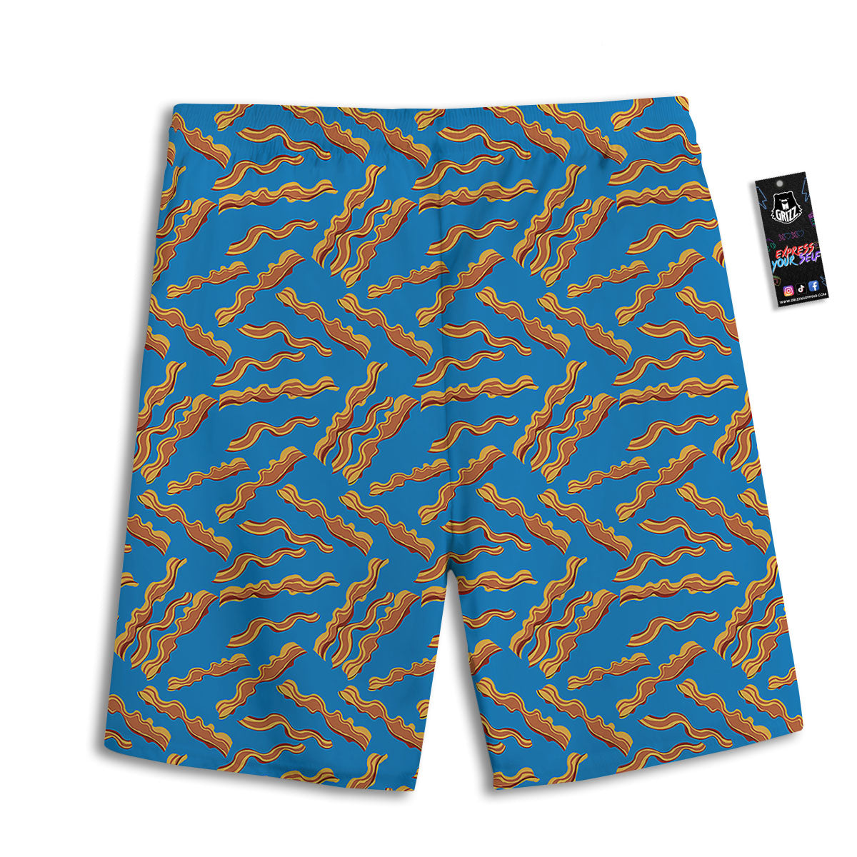 Bacon Blue Crispy Print Pattern Men's Athletic Shorts