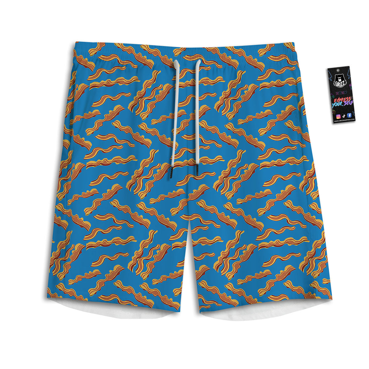 Bacon Blue Crispy Print Pattern Men's Athletic Shorts