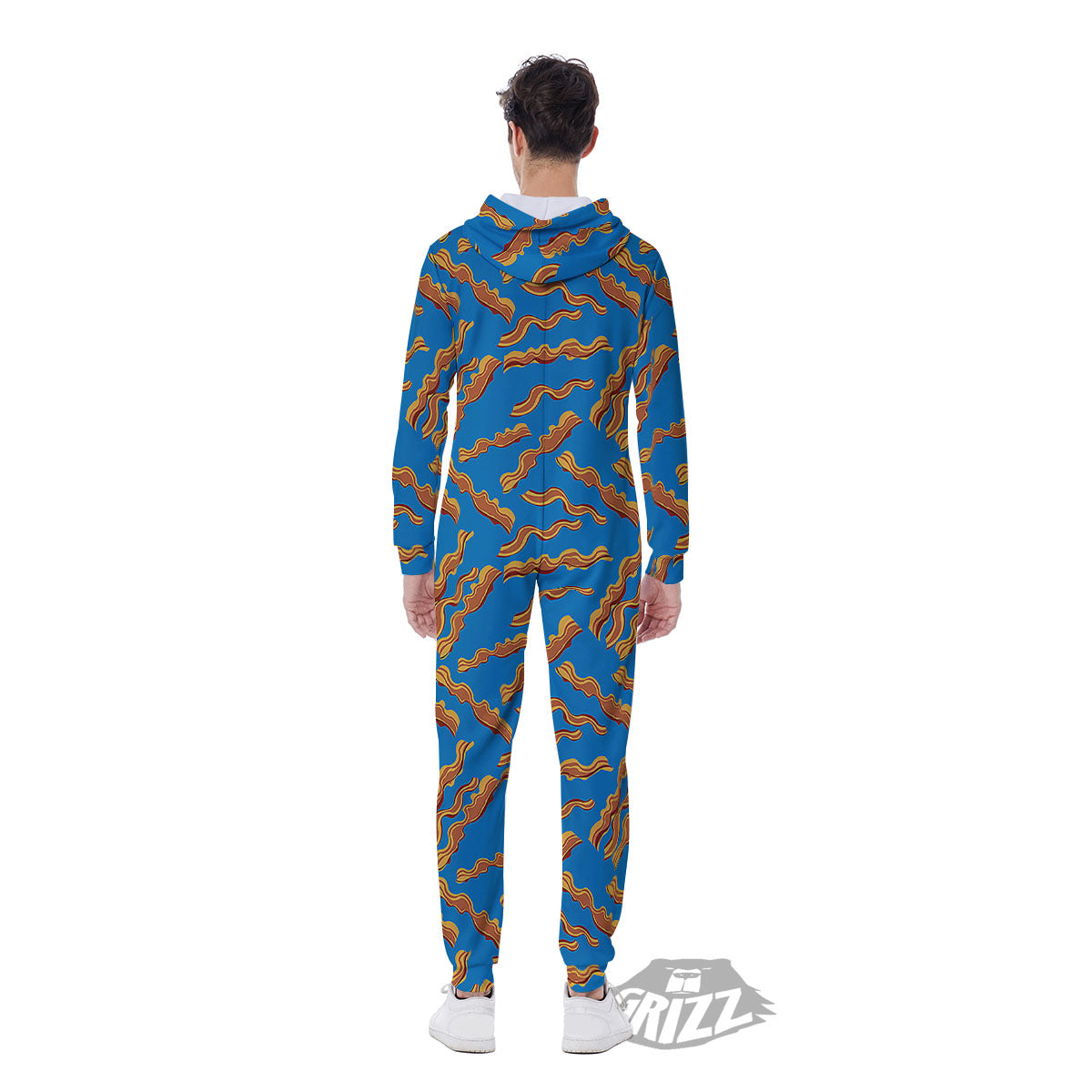 Bacon Blue Crispy Print Pattern Men's Jumpsuit-grizzshop