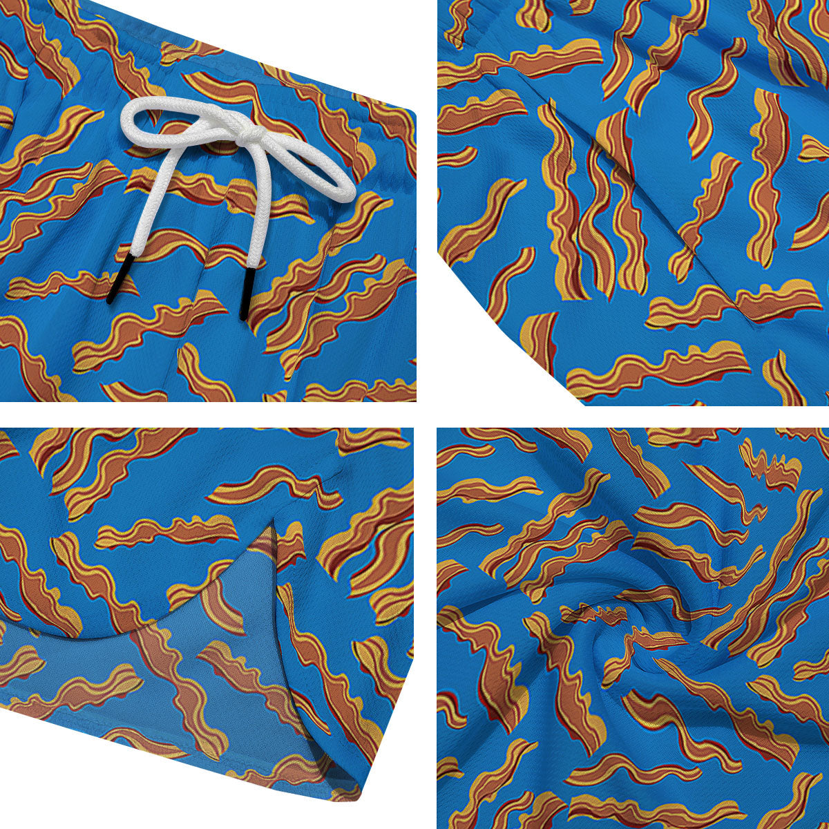 Bacon Blue Crispy Print Pattern Men's Running Shorts-grizzshop
