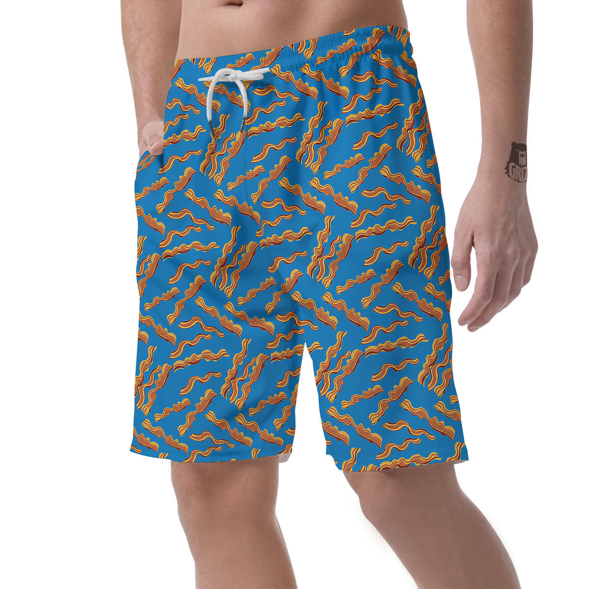 Bacon Blue Crispy Print Pattern Men's Shorts-grizzshop