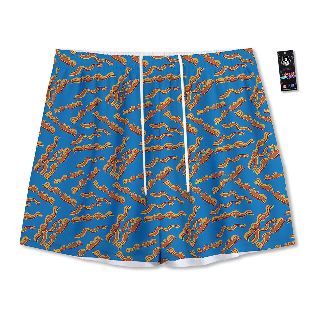 Balloon And Cute Panda Print Pattern Mesh Shorts