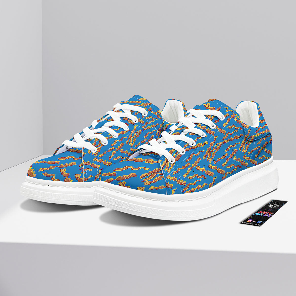 Bacon Blue Crispy Print Pattern Platform Shoes-grizzshop