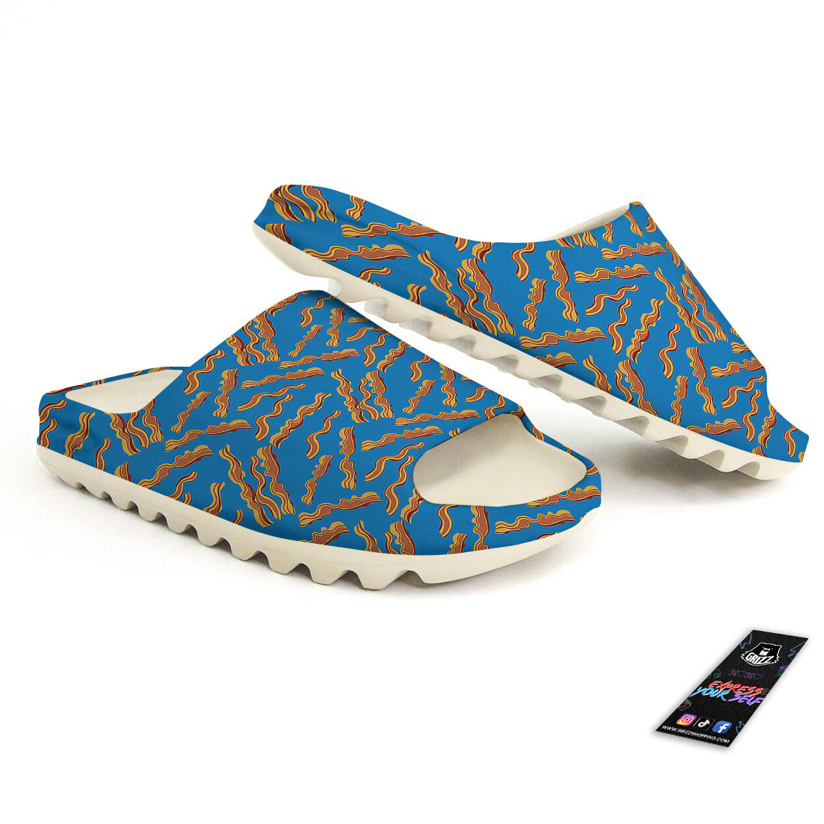 Bacon Blue Crispy Print Pattern Sandals-grizzshop
