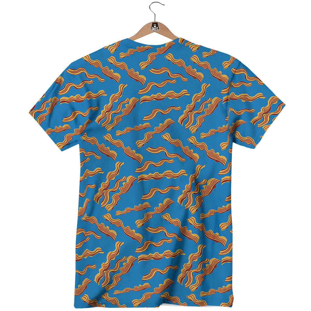 Bacon Blue Crispy Print Pattern T-Shirt-grizzshop
