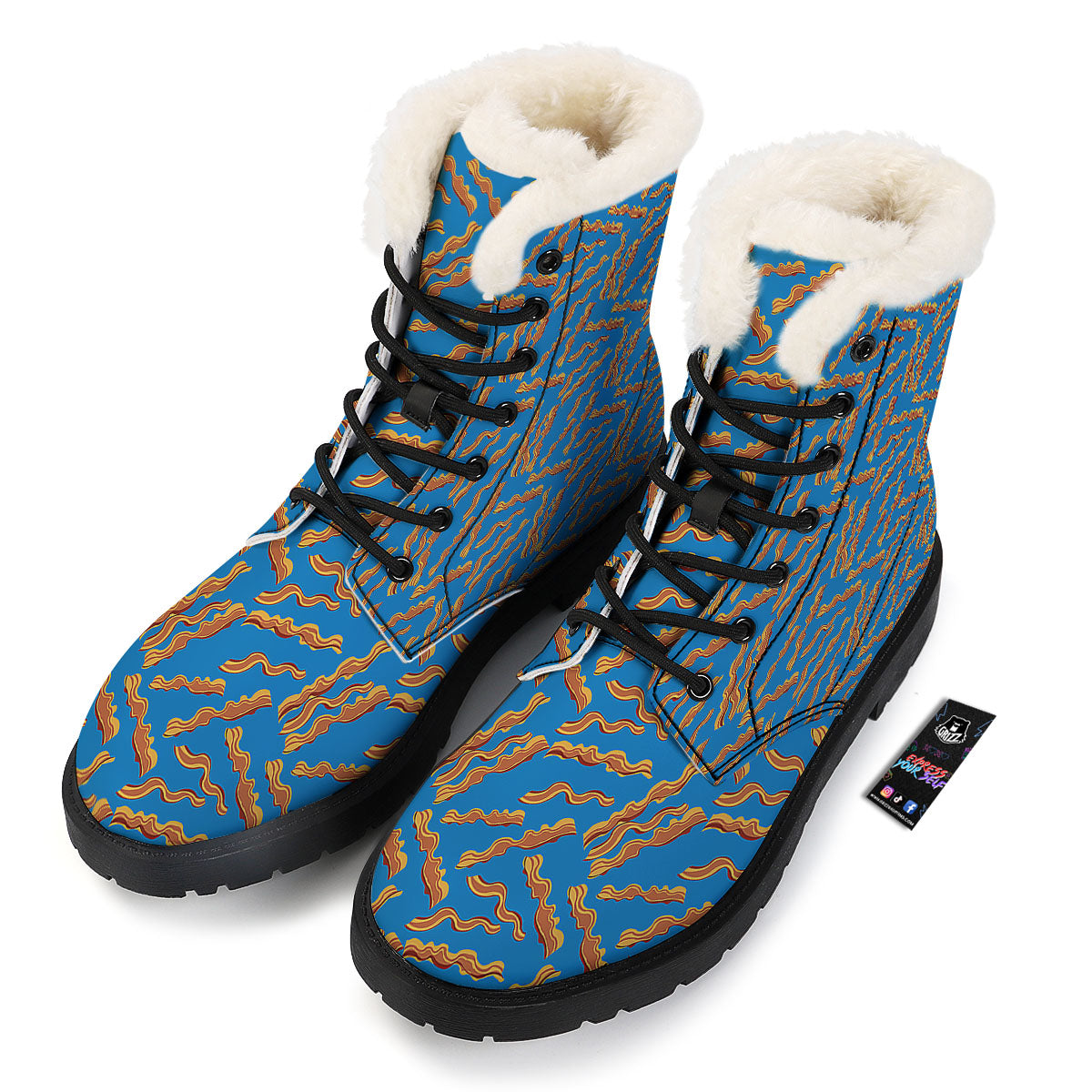 Bacon Blue Crispy Print Pattern Winter Boots-grizzshop